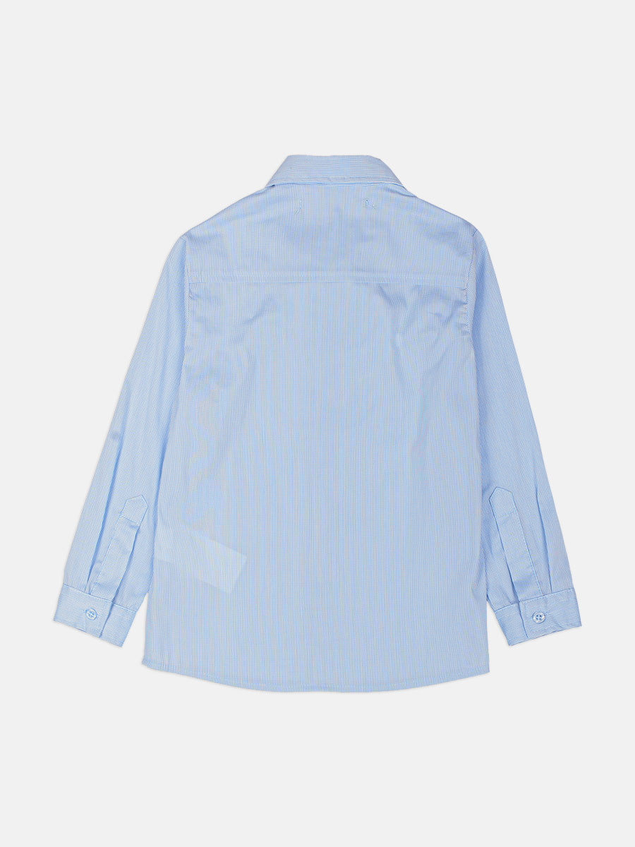 Camisa Manga Longa Casual Branco/Azul Youccie