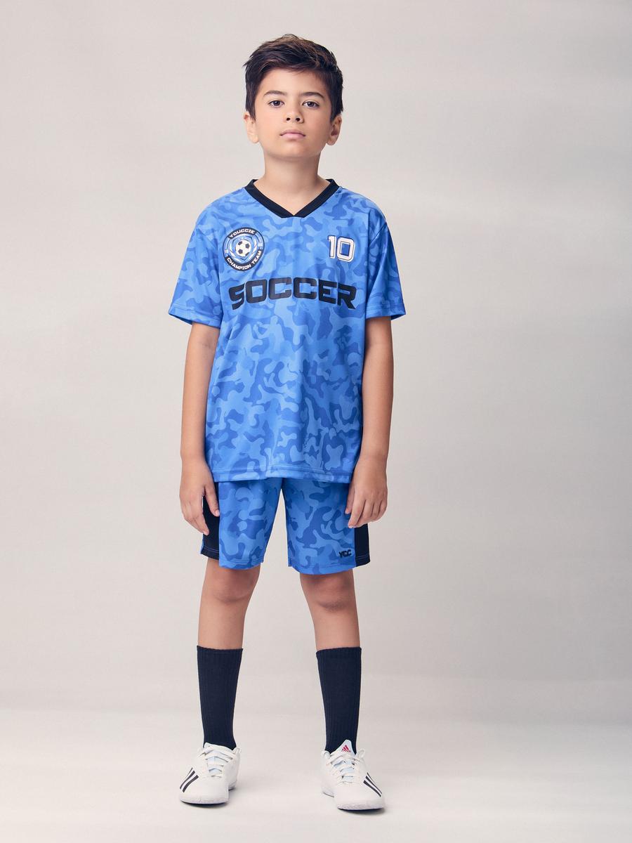Conjunto T-Shirt e Bermuda Camuflada Azul Soccer Youccie