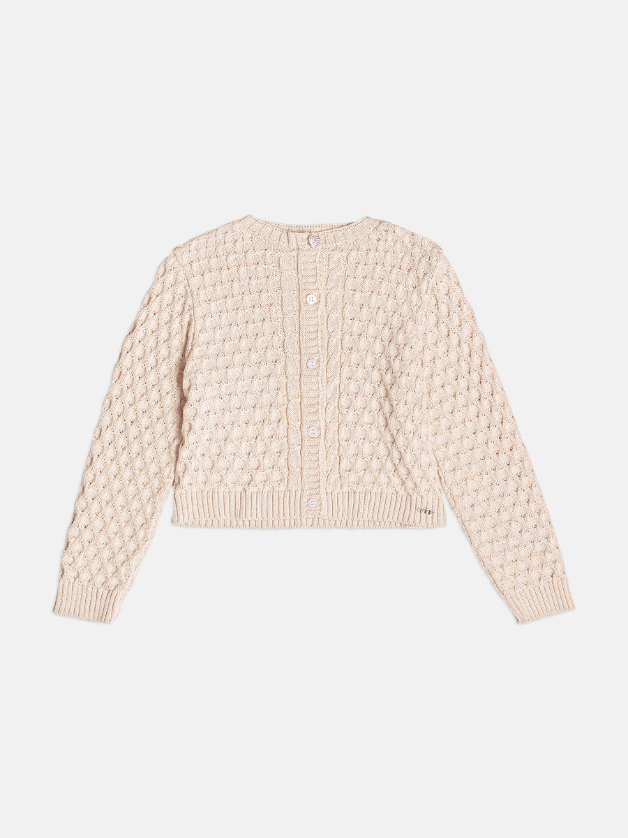 Casaco De Tricot Texturizado Bege Vanilla Momi