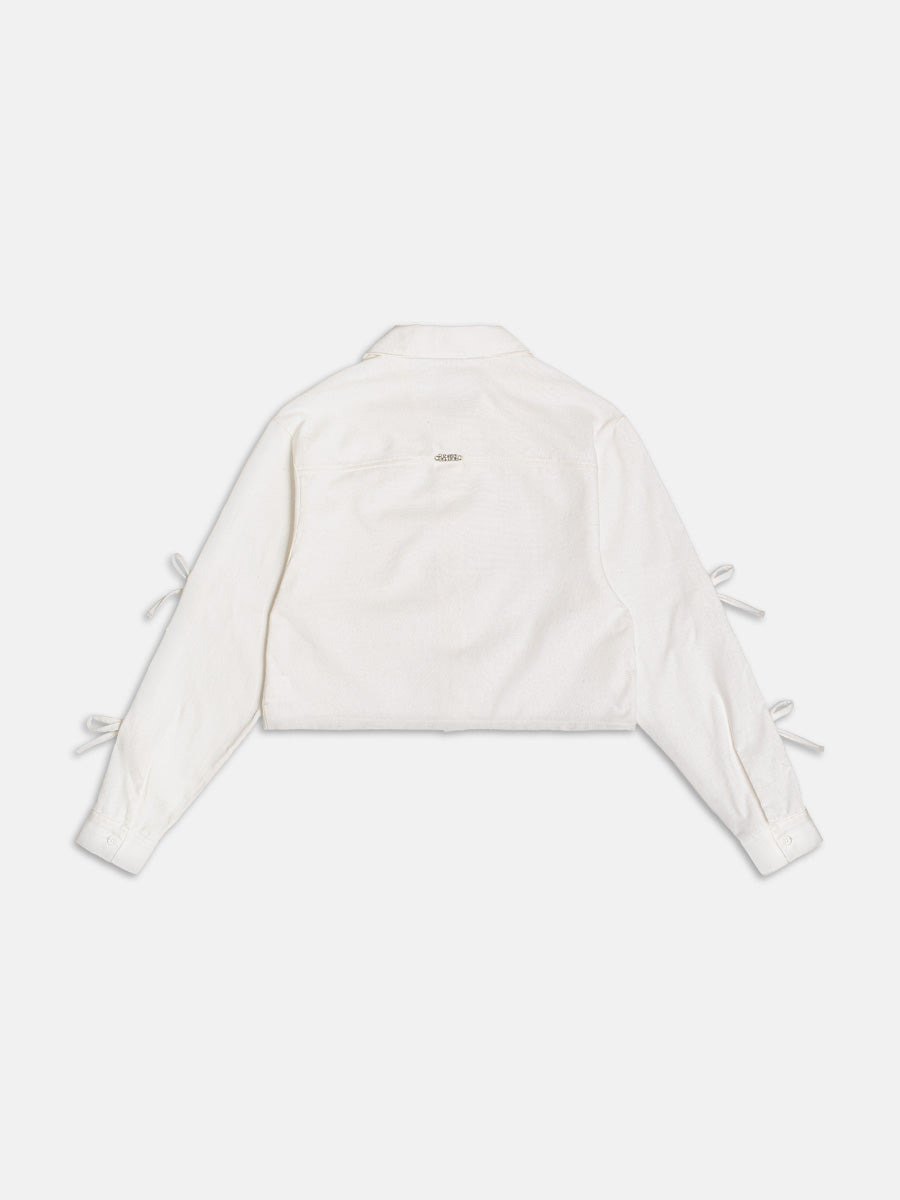 Camisa Off White com Amarrações nas Mangas I Am