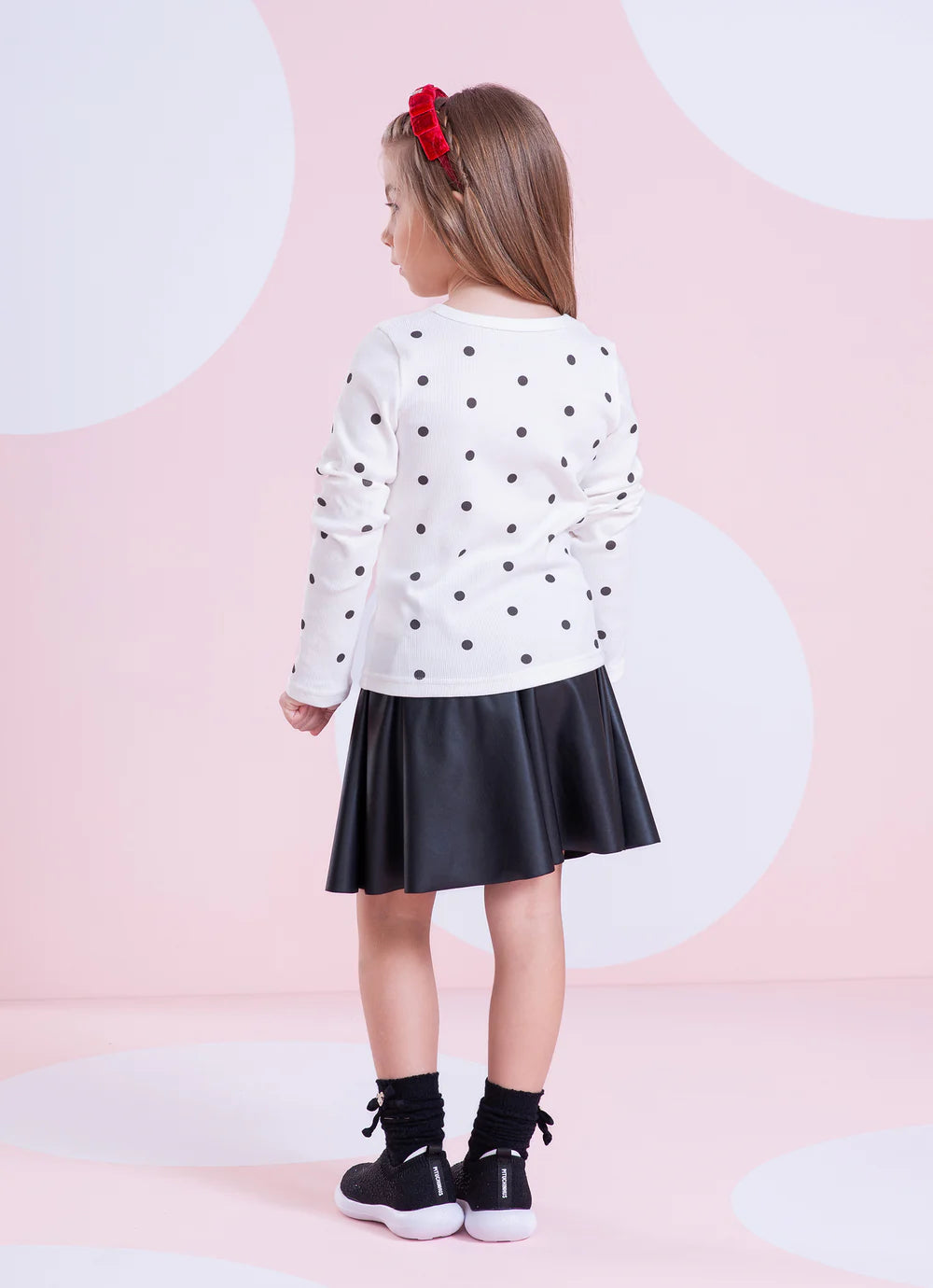 Saia Short Evasê Courino Preto Pituchinhus