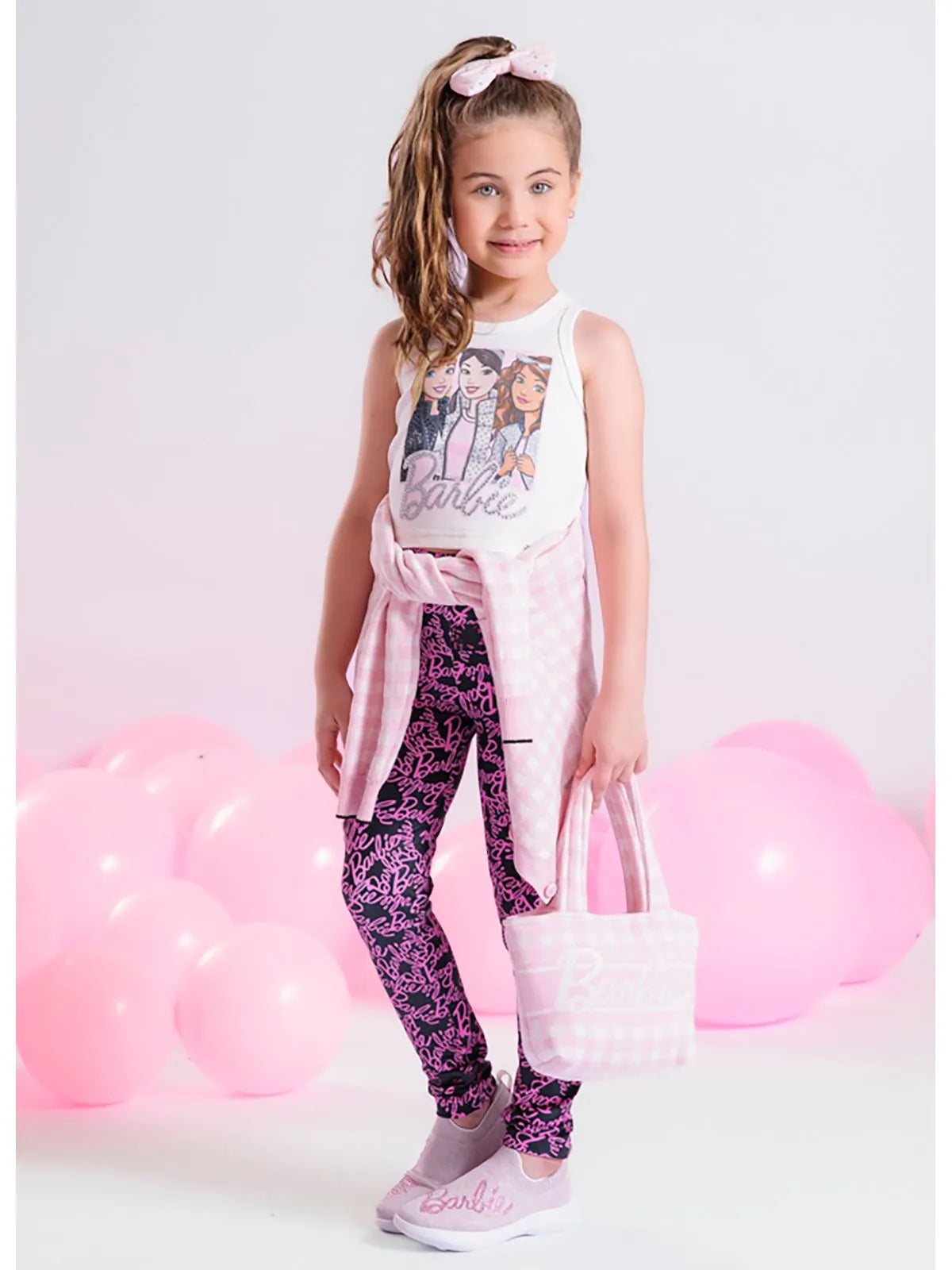 Legging Light Estampa Barbie Pituchinhus Barbie Fundo Preto - BambolePetit
