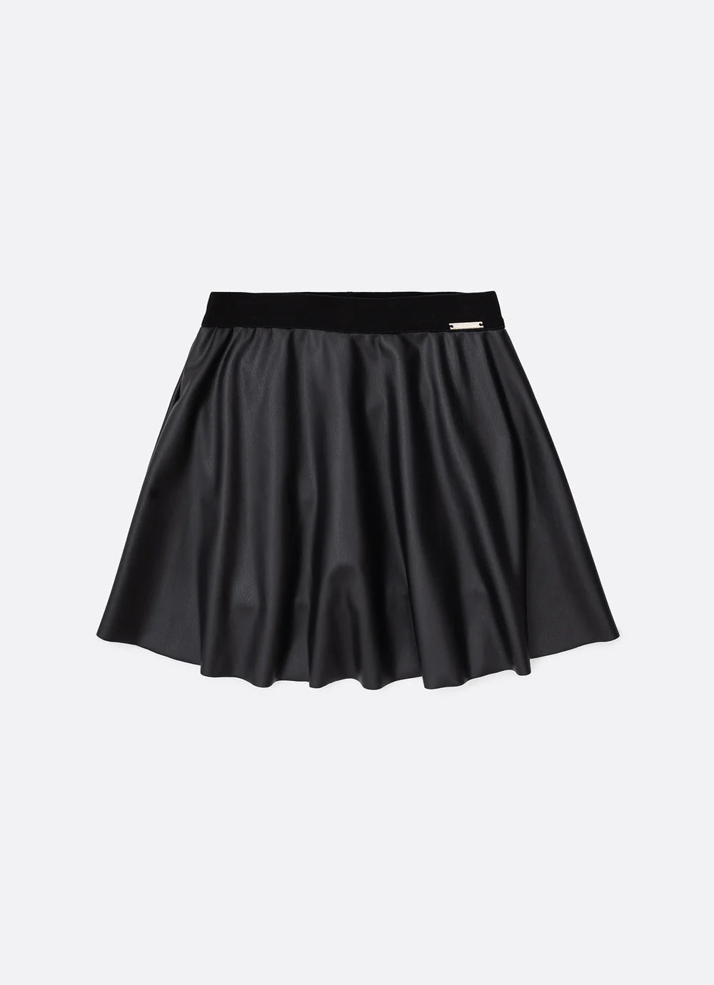 Saia Short Evasê Courino Preto Pituchinhus