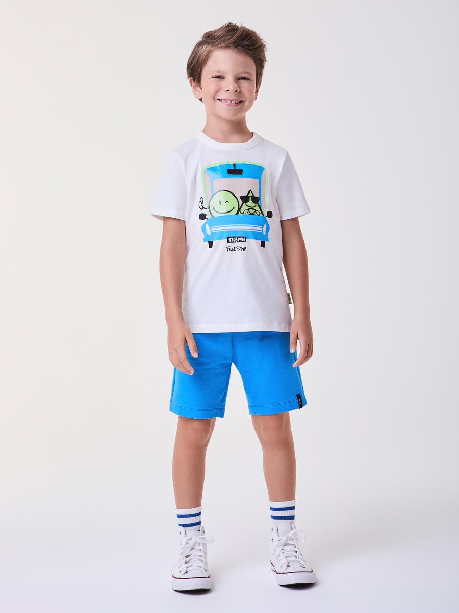 Conjunto T-Shirt e Bermuda Azul Smile Bimbi
