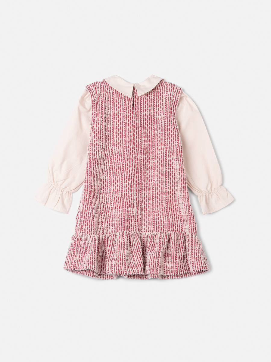 Vestido Em Tweed Cherry Vermelho Animê