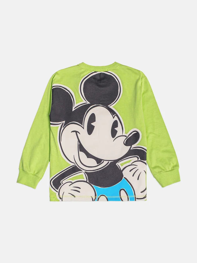 T-Shirt Manga Longa Com Estampa Verde  Mickey Youccie