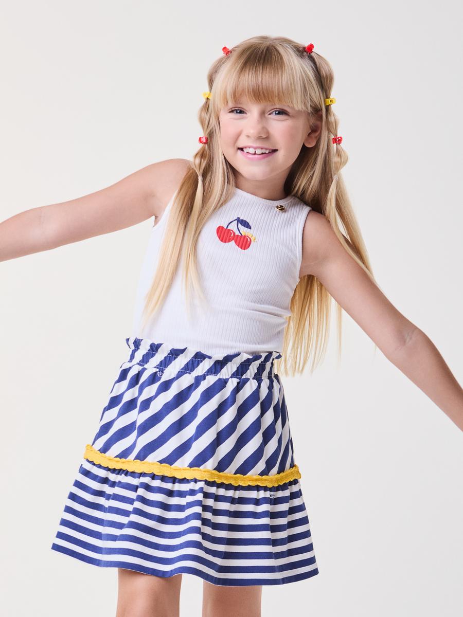 Conjunto Listrado Marinho com Cerejas Bimbi