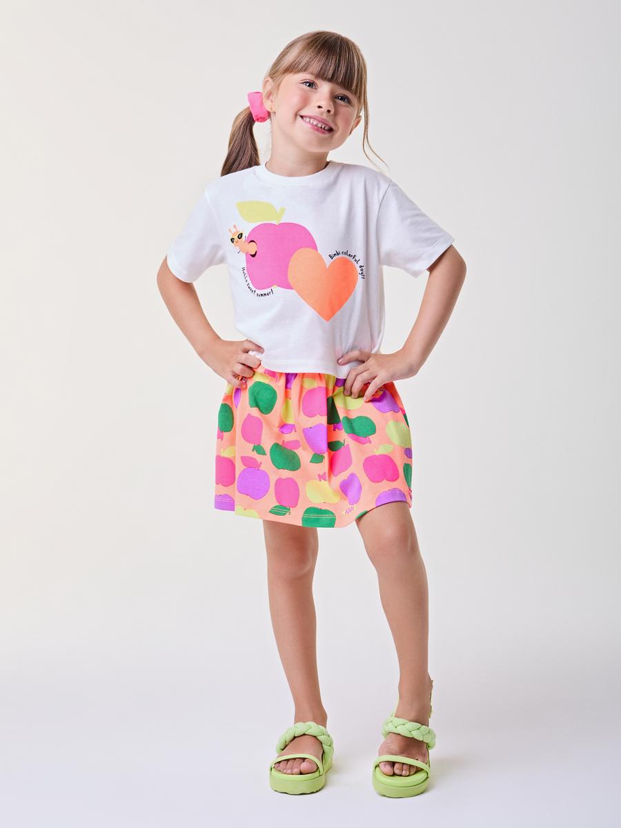 Conjunto Rosa Fruit Print de Maçãs Bimbi
