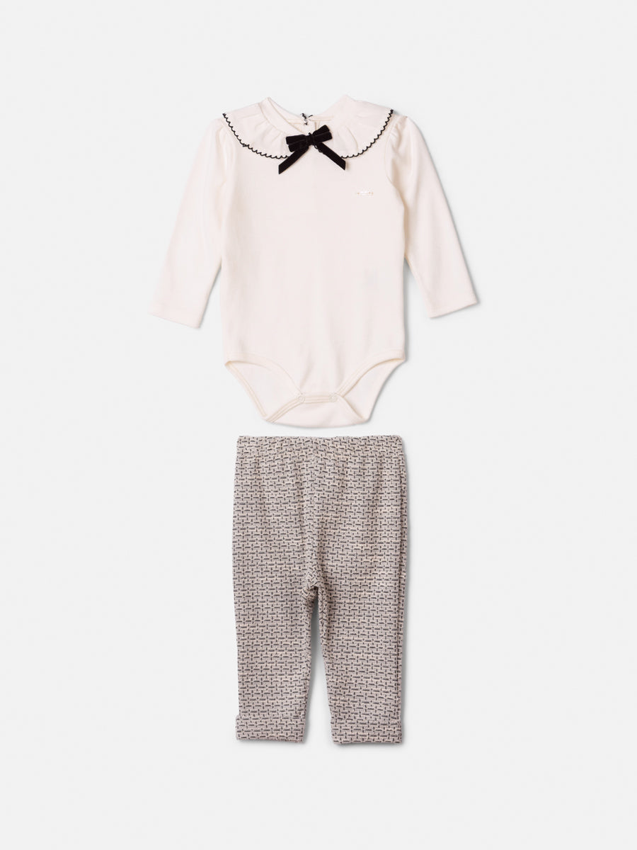 Conjunto Body Manga Longa e Calca Perola Animê
