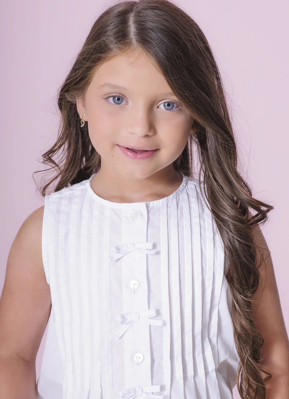 Camisa Tricoline Tominhas e Mini Laços Branca Pituchinhus