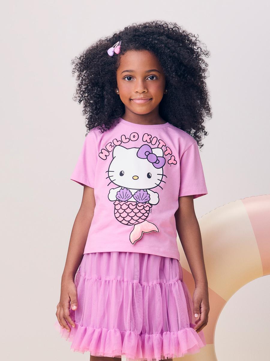 Saia Tule Babadinho Rosa Hello Kitty Momi