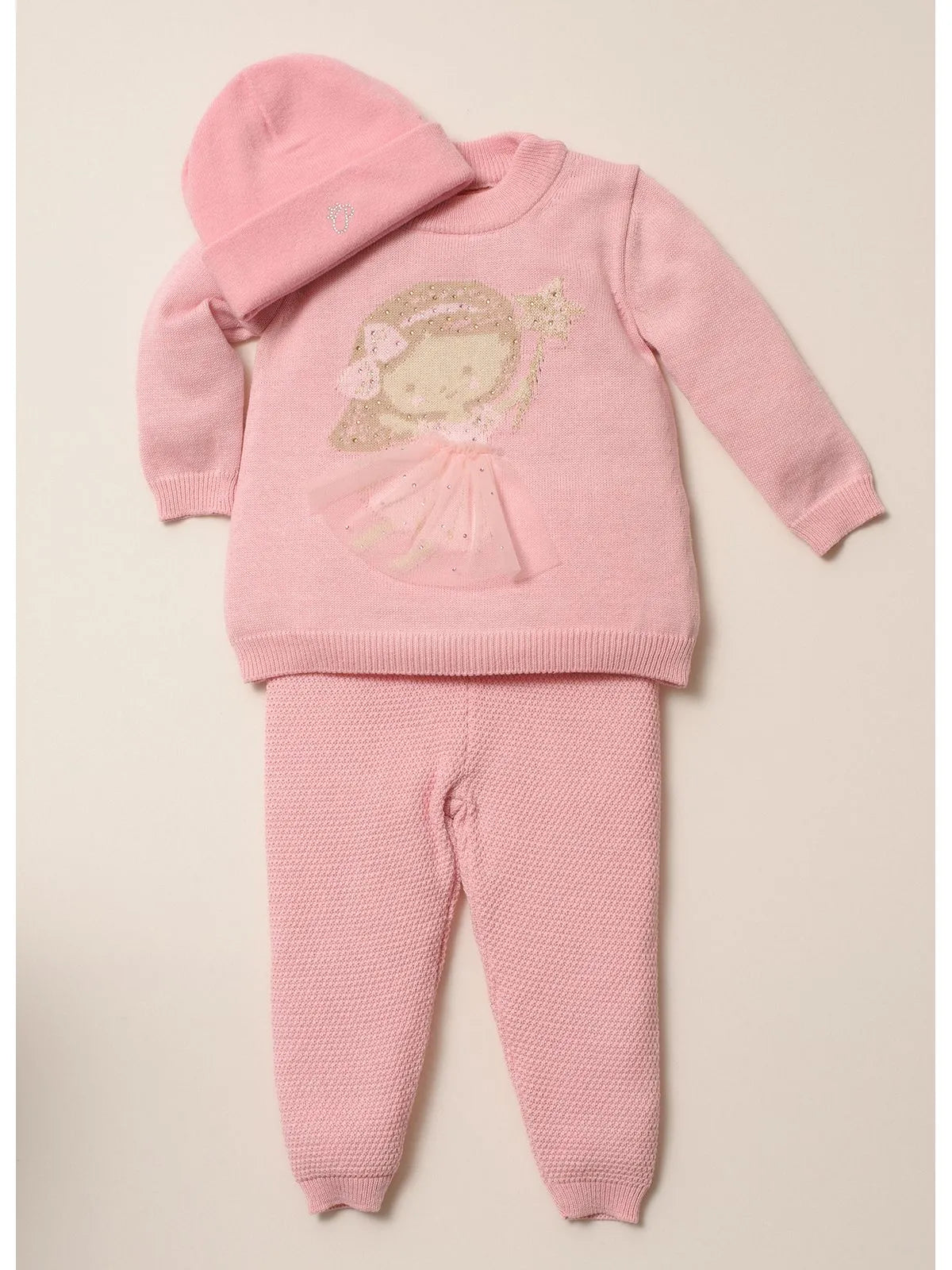 Conjunto Tricot Blusa Fadinha e Leggin Pmini Sugar Rose - BambolePetit