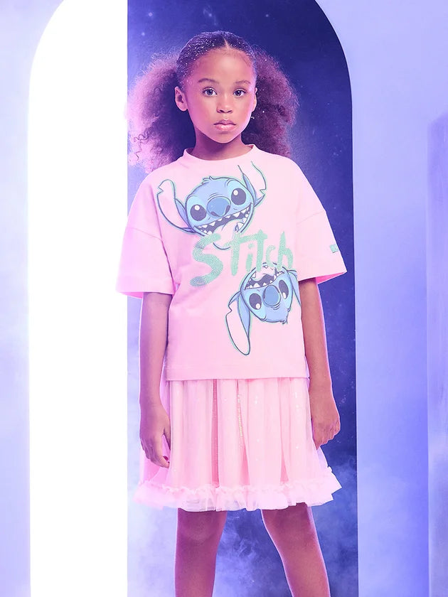 Blusa Com Estampa E Strass Rosa Blossom - BambolePetit