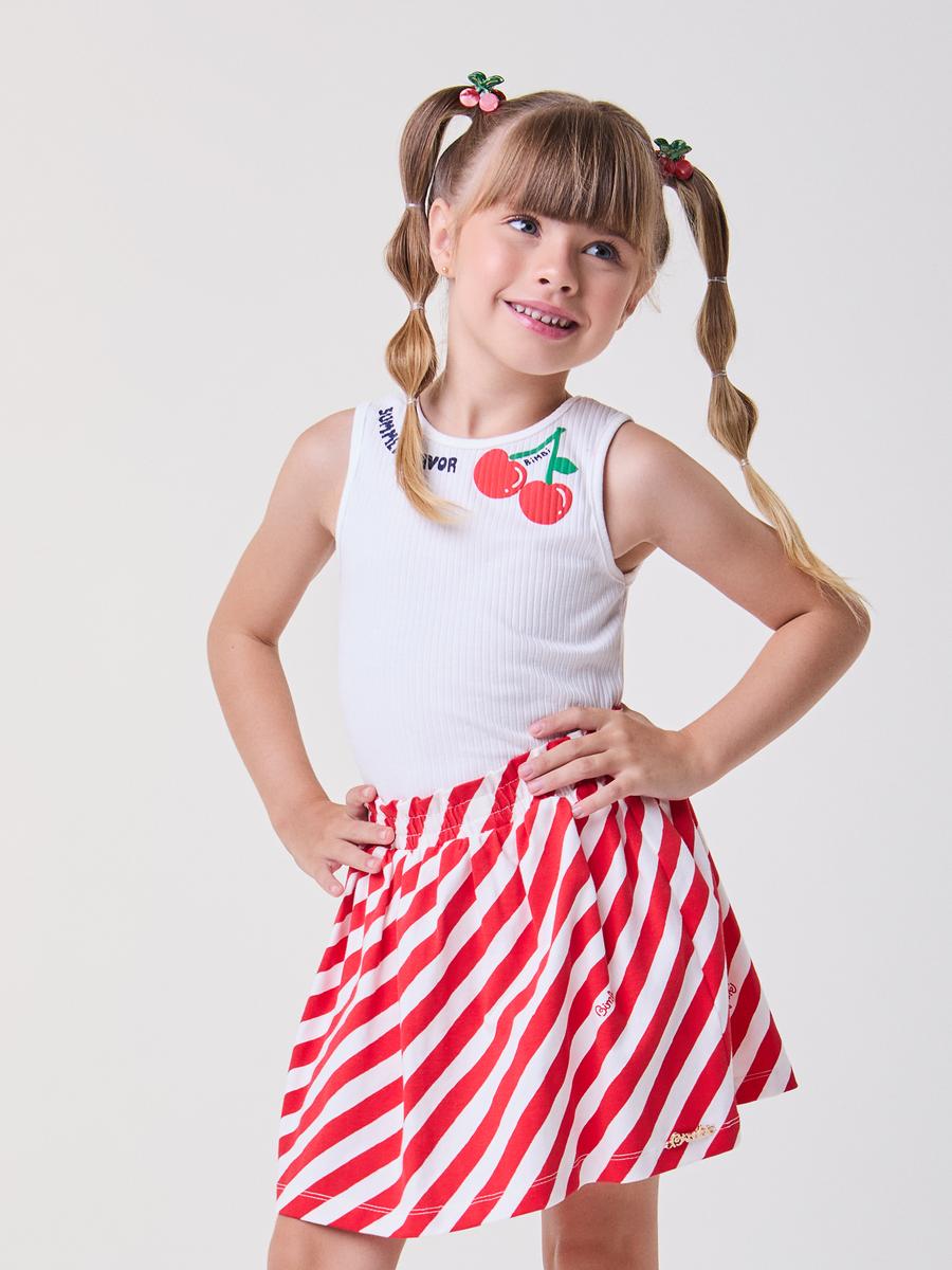 Conjunto Regata e Saia Listrada Cereja Bimbi