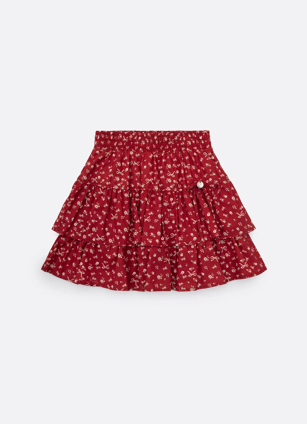 Saia Short Algodão Est Mini Flores Babados Mini Flores E Lacos Pituchinhus