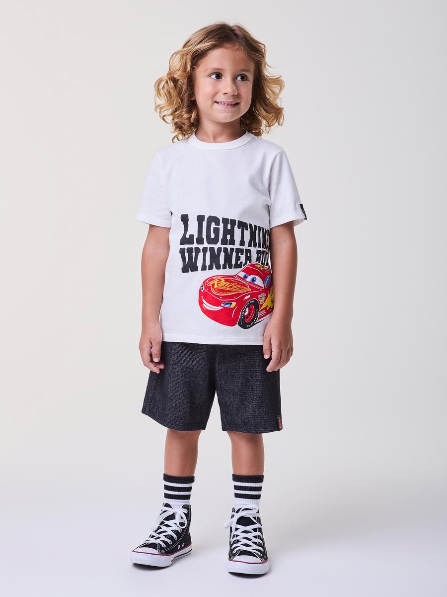 Conjunto T-Shirt e Bermuda Perola Carros Bimbi