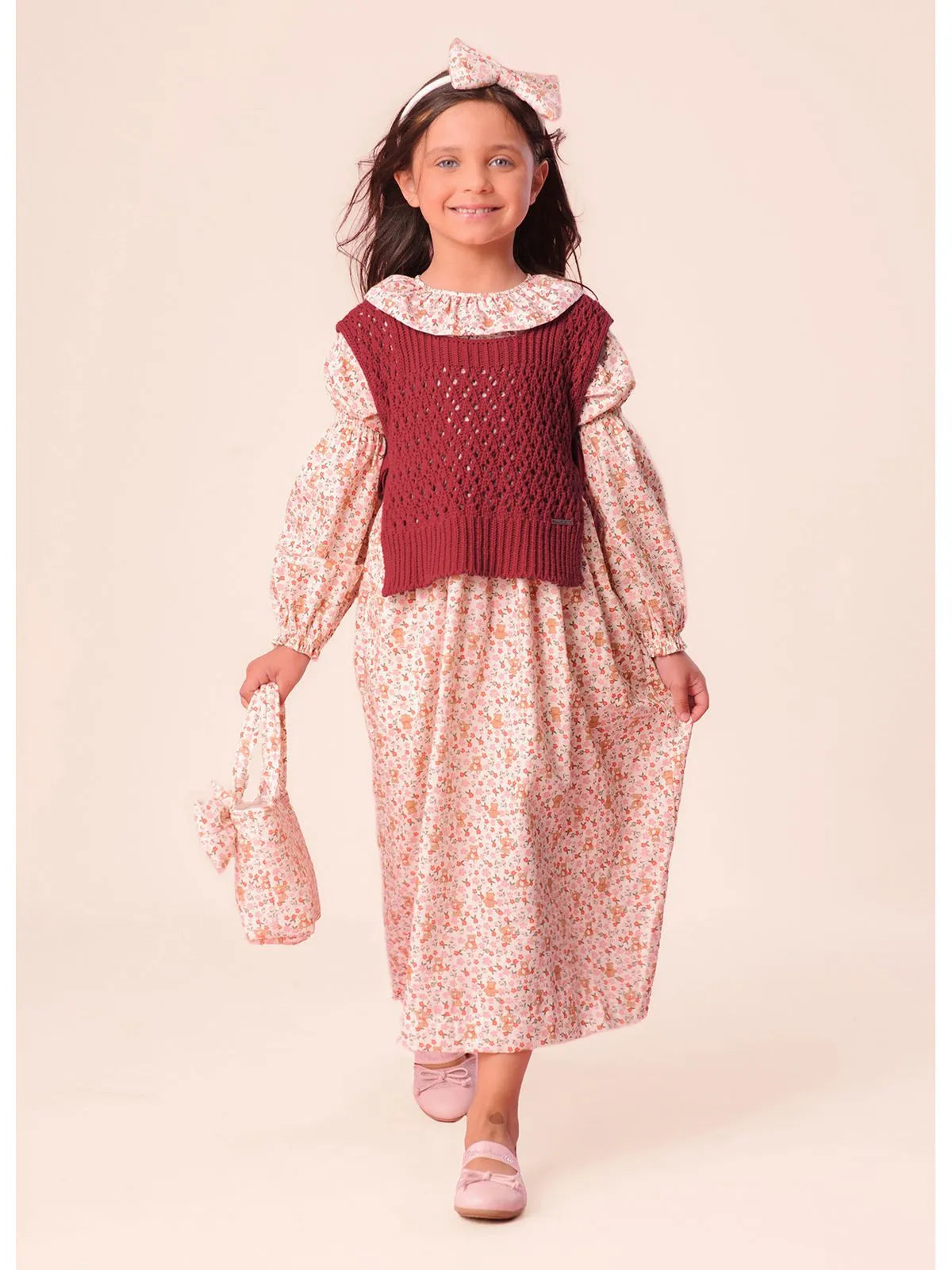 Colete Tricot Ponto Rendado Vermelho - BambolePetit