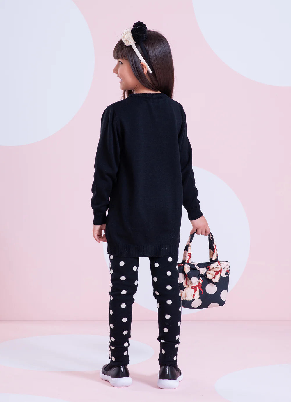 Maxi Blusa Tricot Cachorrinho Cristais Preto Pituchinhus