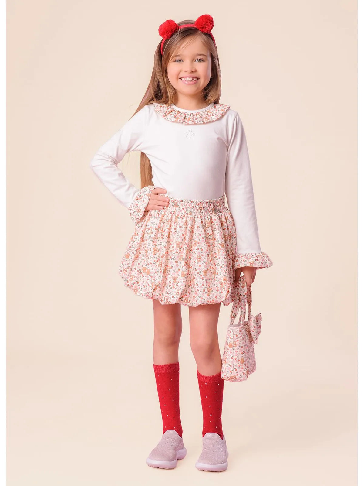 Saia Short Balonê Algodão Estampa Liberty Pituchinhus - BambolePetit