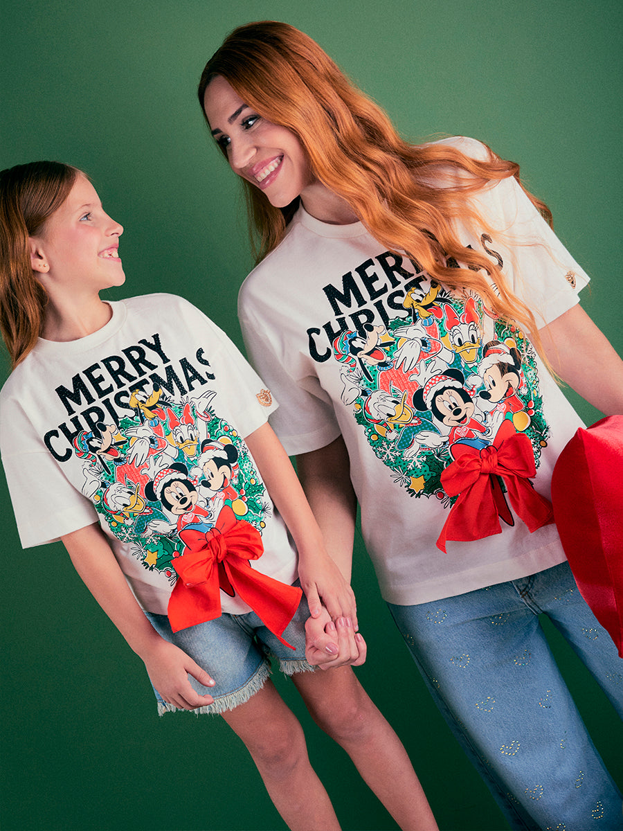 T-Shirt Guirlanda Mickey e Amigos Natal Anime
