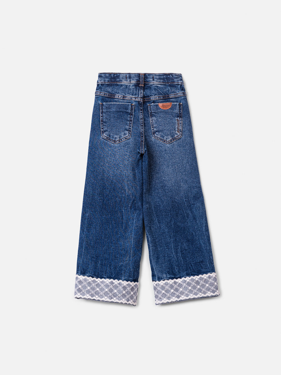Calça Jeans com Renda Jeans Animê