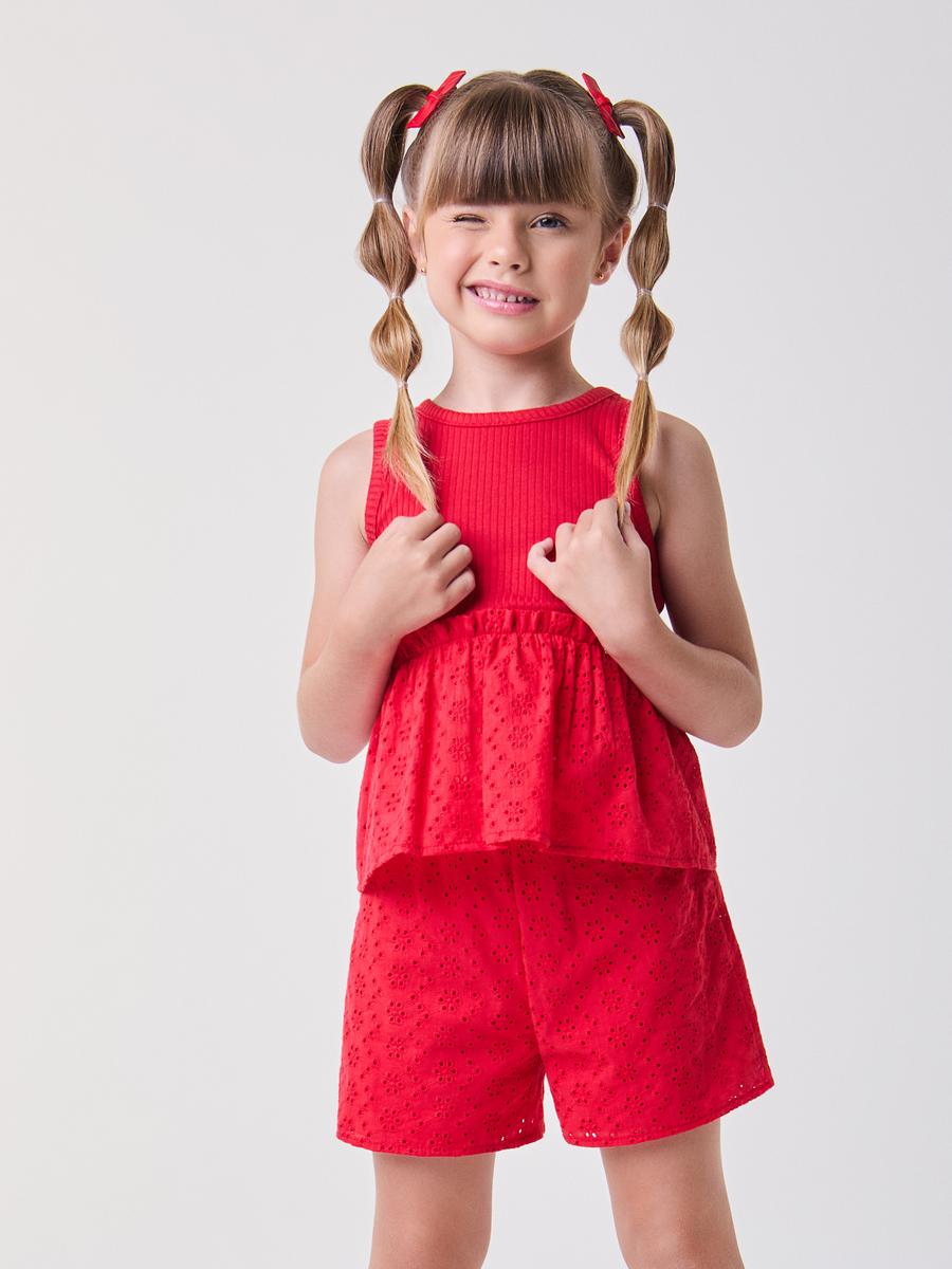 Conjunto Blusa e Shorts Vermelho Bimbi