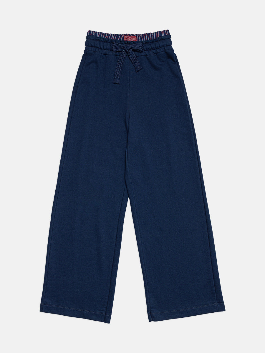 Calca Wide Moletom Azul Marinho I Am