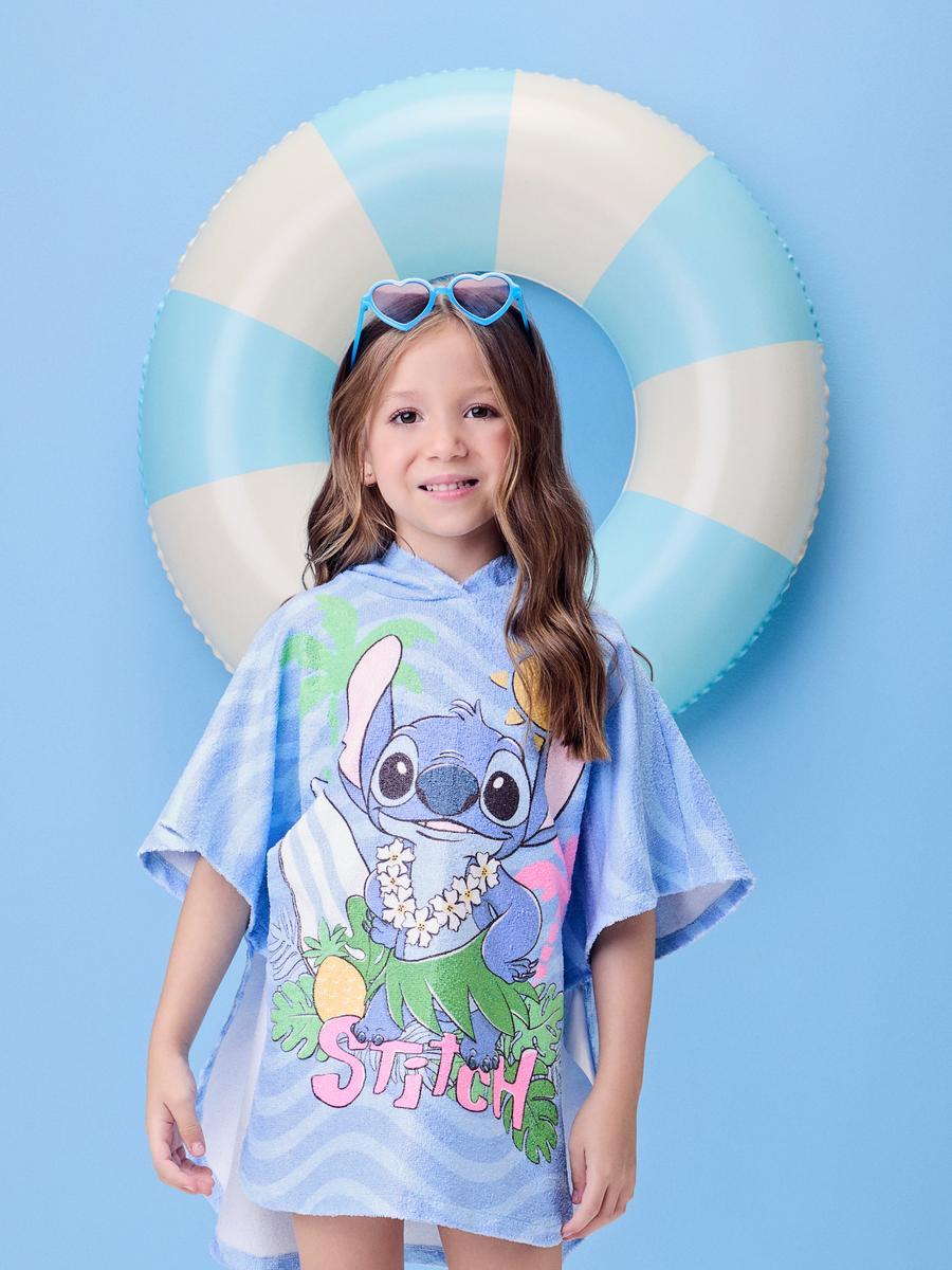 Roupão Stitch com Touca Azul Momi