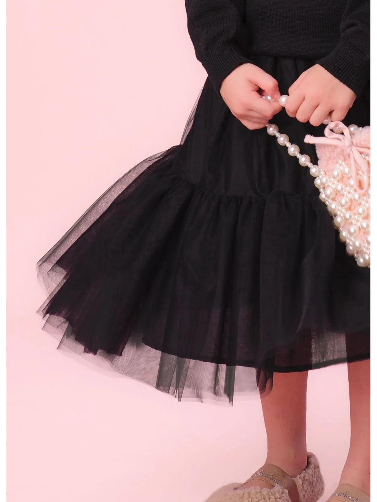 Saia Short Tule Babado Preto - BambolePetit