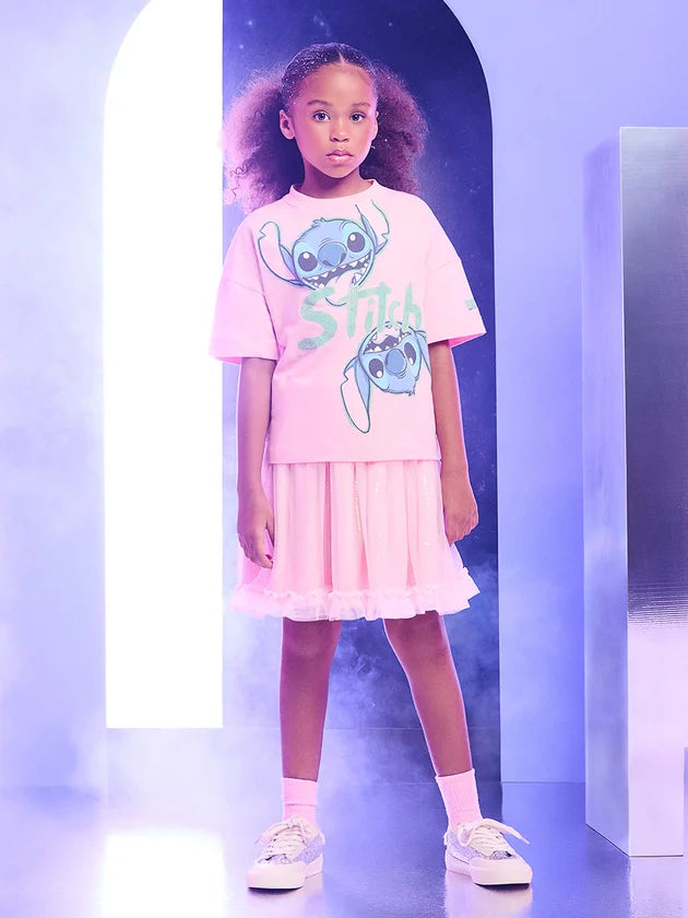 Blusa Com Estampa E Strass Rosa Blossom - BambolePetit