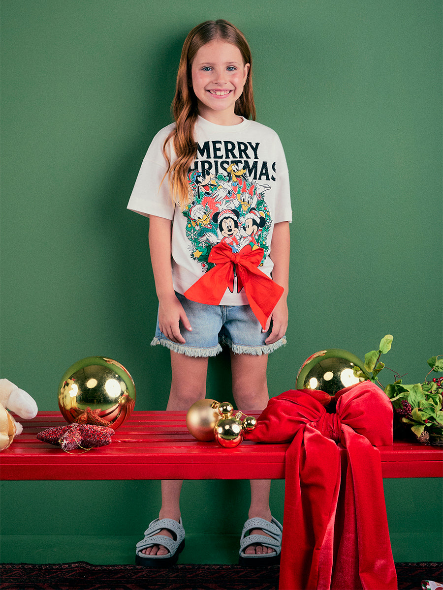 T-Shirt Guirlanda Natal Mickey Anime