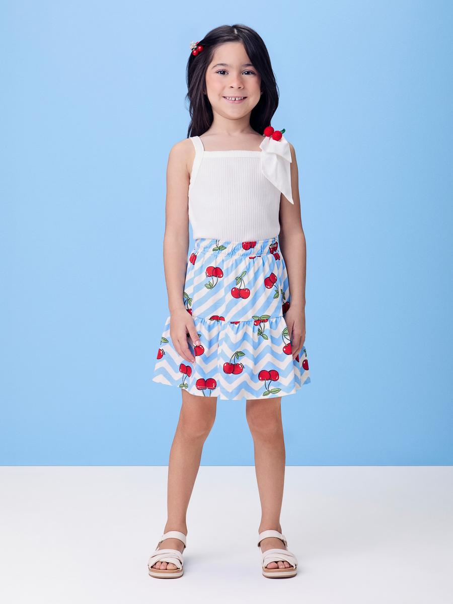 Conjunto Regata e Saia Cereja Off White Momi