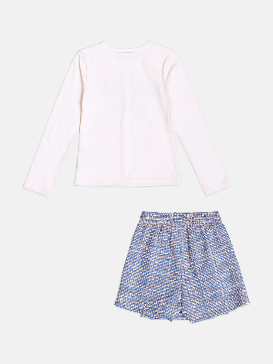 Conjunto Manga Longa Blusa Shorts Perola Momi