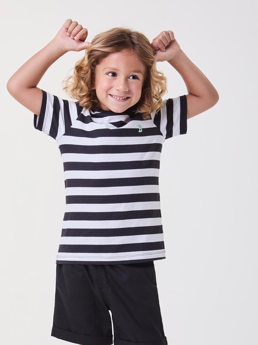 Conjunto T-Shirt e Bermuda Listras Bimbi