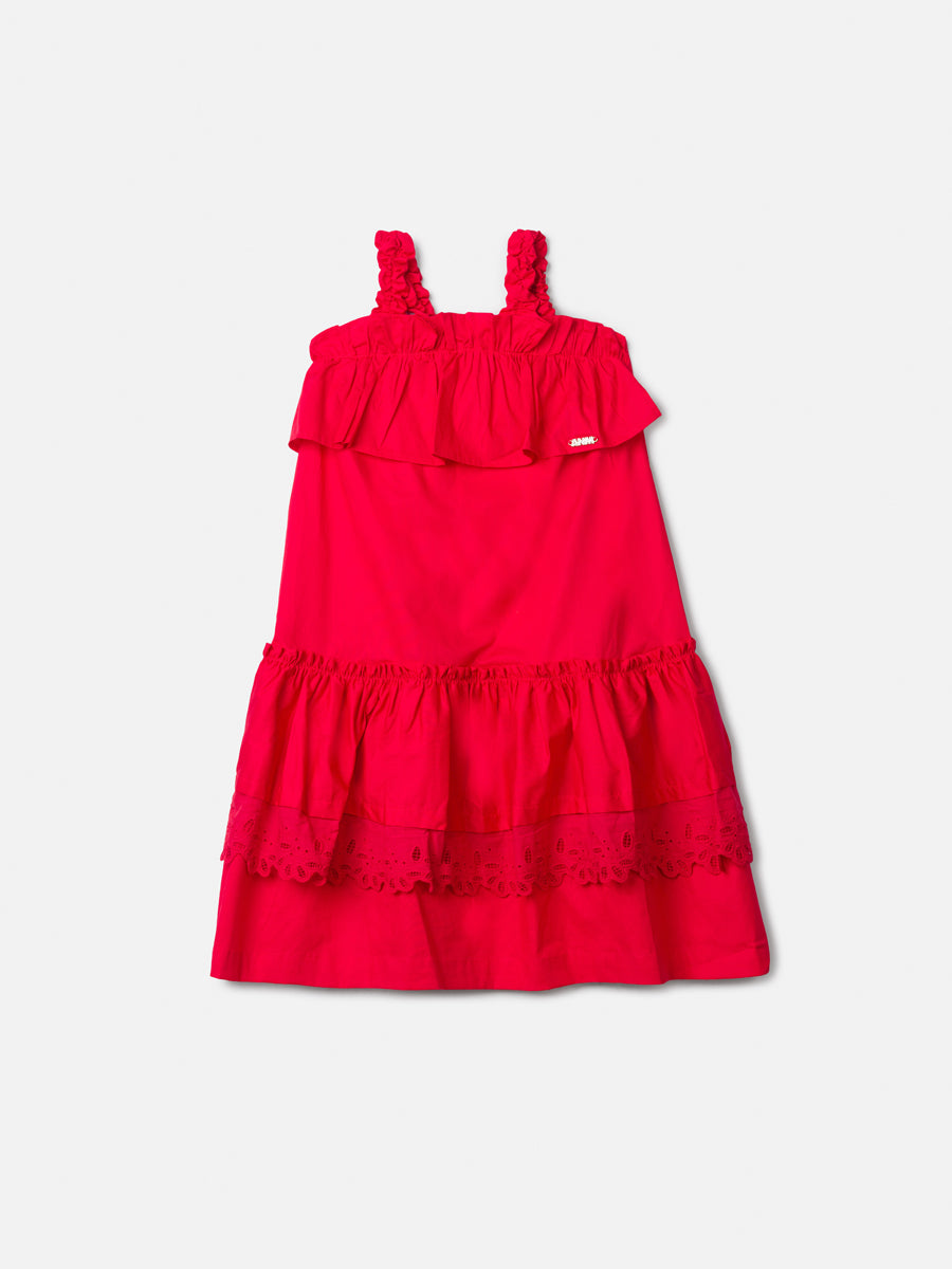 Vestido Infantil Vermelho com Babados Anime