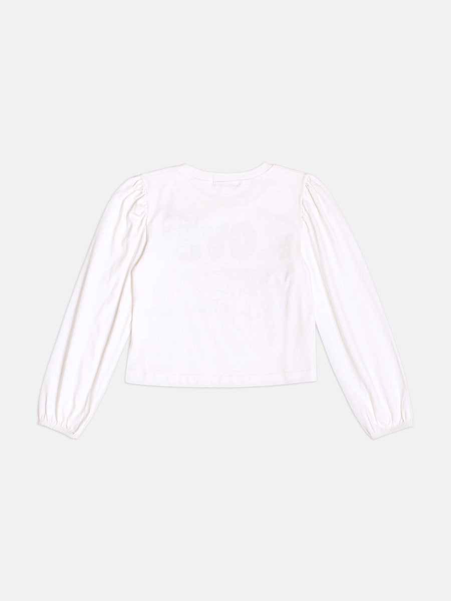 Blusa Manga Longa Bufante Com Lacinho Perola Momi