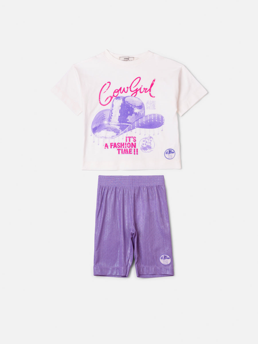 Conjunto Blusa e Legging Cowgirl Perola/Lilás Anime