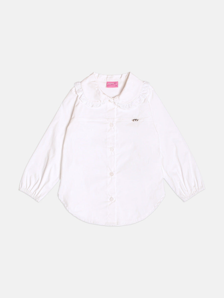 Camisa Manga Longa Com Bordado Ingles Off White Momi
