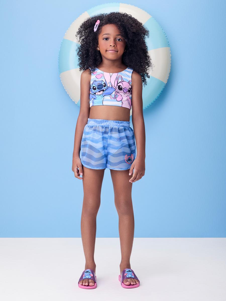 Shorts Saída de Praia Stitch Ondas Momi