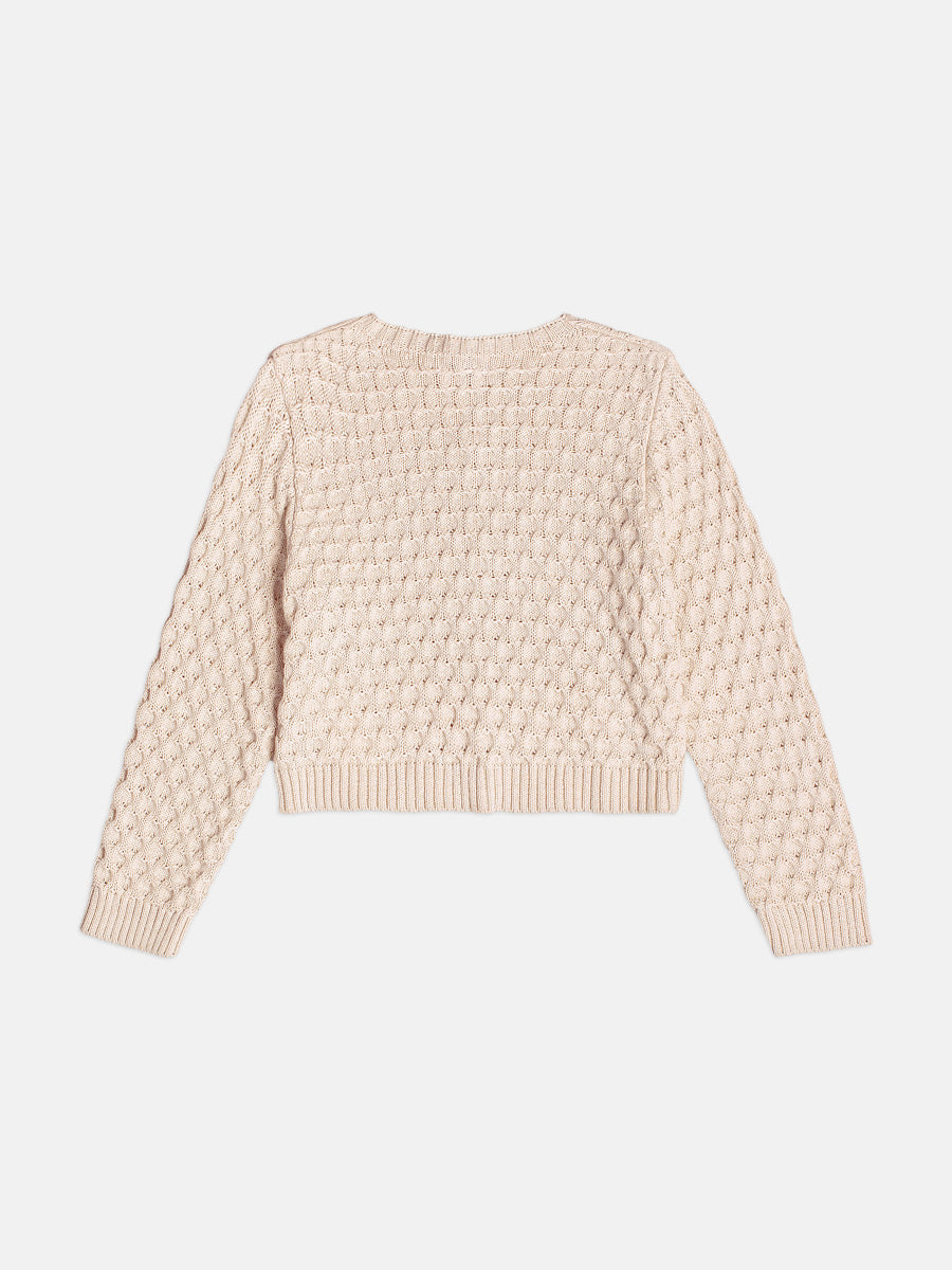 Casaco De Tricot Texturizado Bege Vanilla Momi