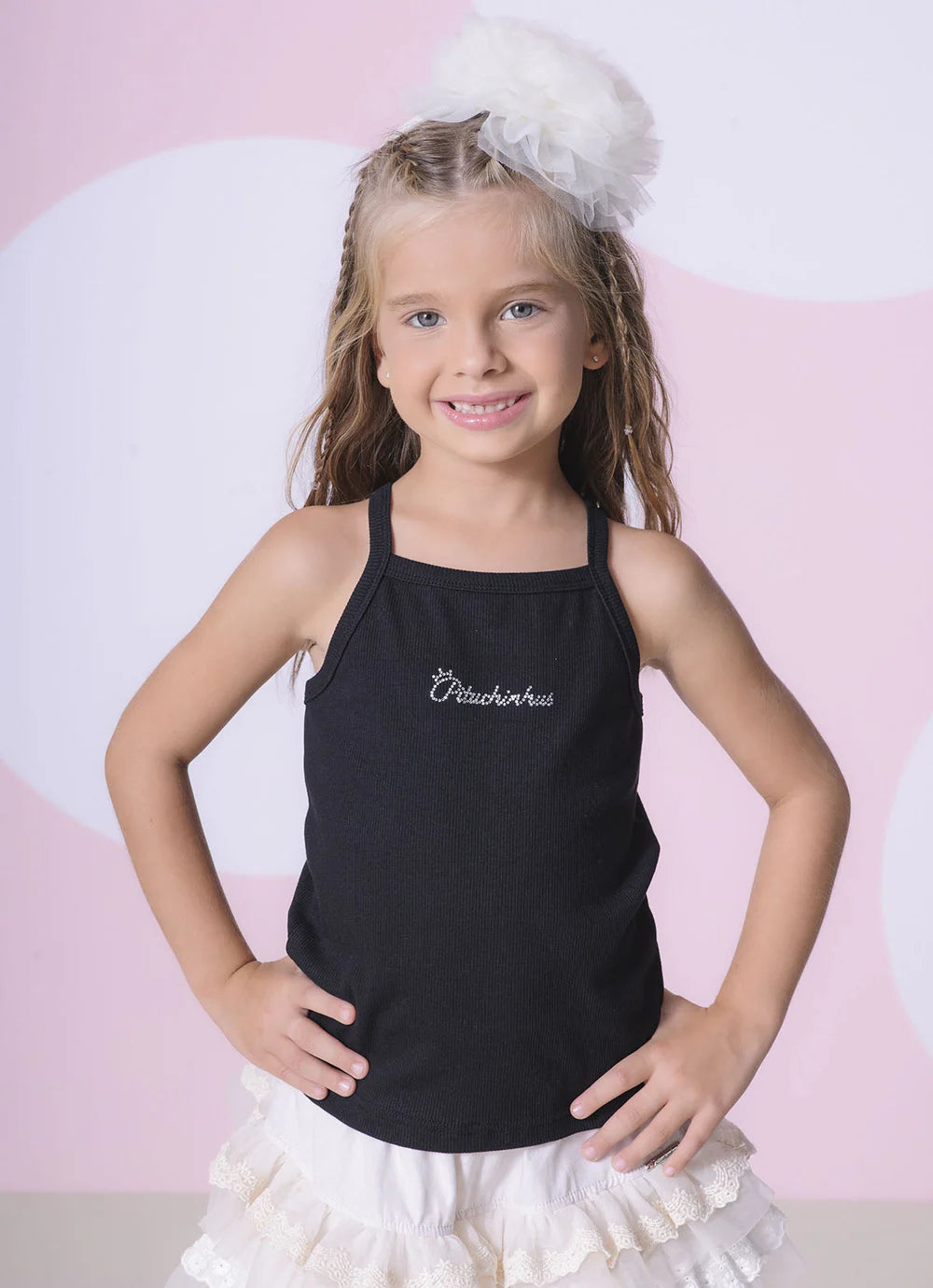 Blusa Ribana Alça Pituchinhus Preto Pituchinhus