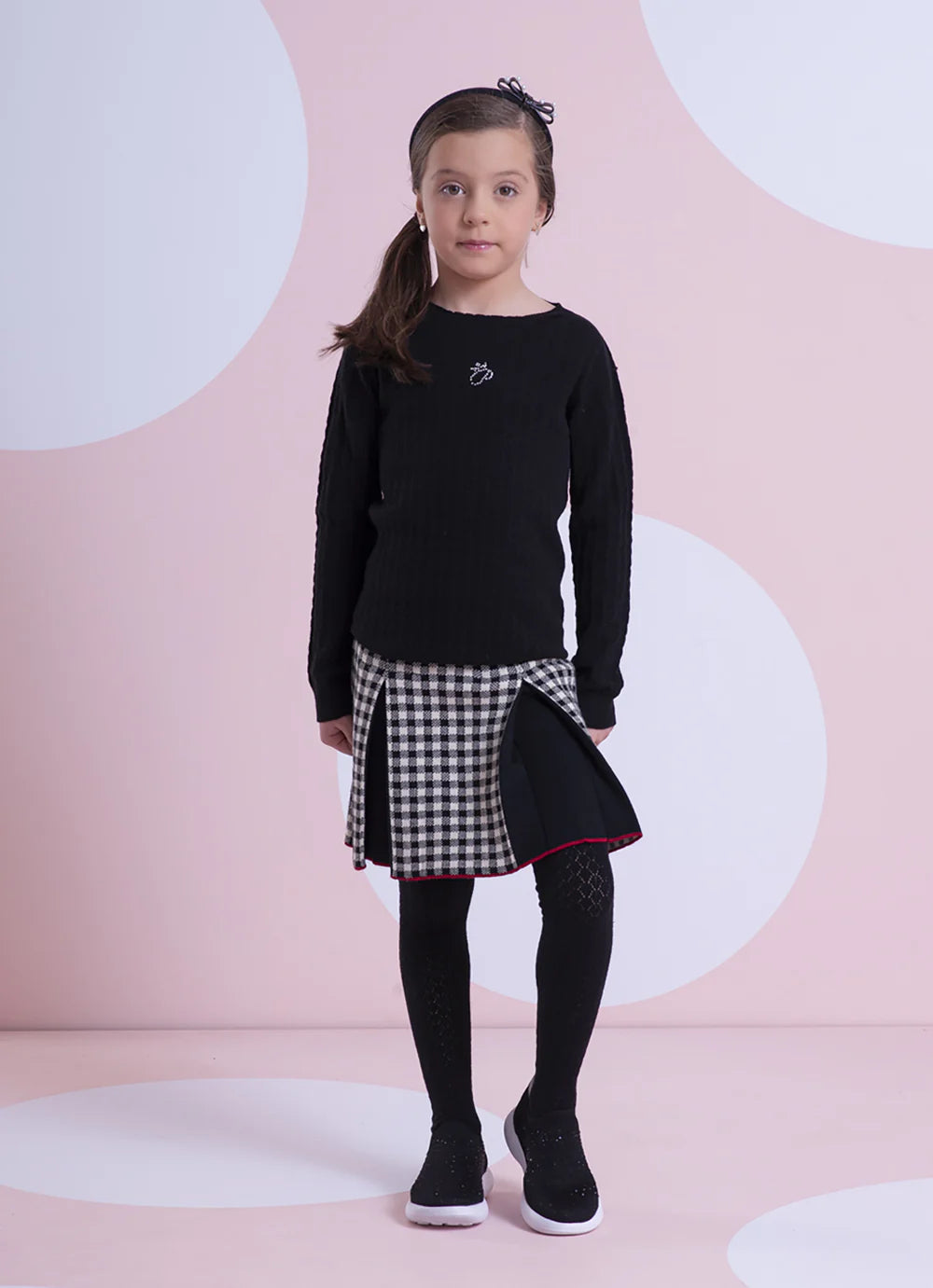 Meia Calça Tricot Rendada Cottonflex Preto Pituchinhus