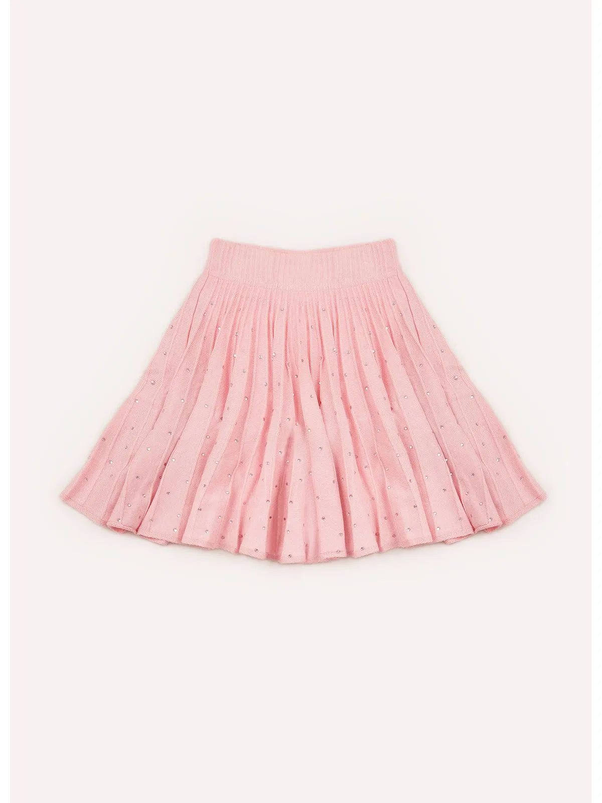 Saia Short Tricot Plissada Cristais Barbie Sugar Rose - BambolePetit