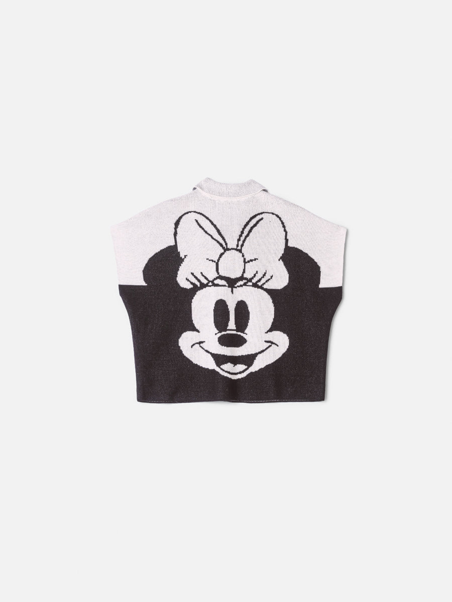 Casaco Tricot Minnie Com Laco Off White Animê