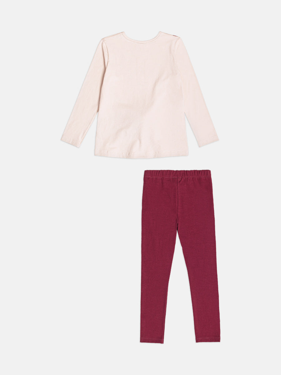 Conjunto Manga Longa Blusa e Legging Bege Vanilla Momi