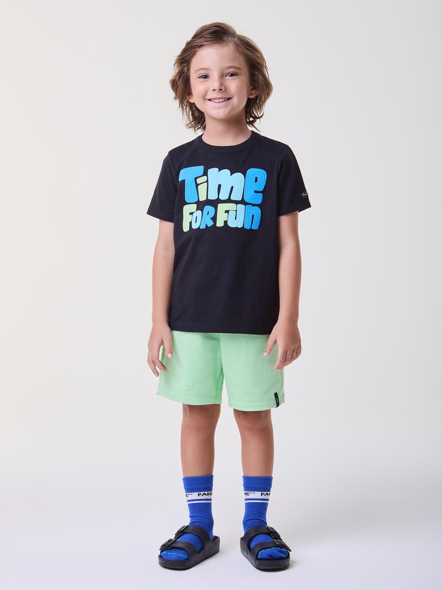 Conjunto T-Shirt e Bermuda Preto Bimbi