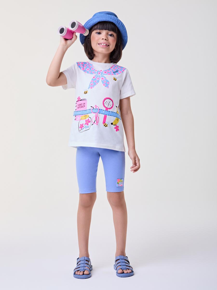 Conjunto Blusa e Bermuda Laço Azul Bimbi