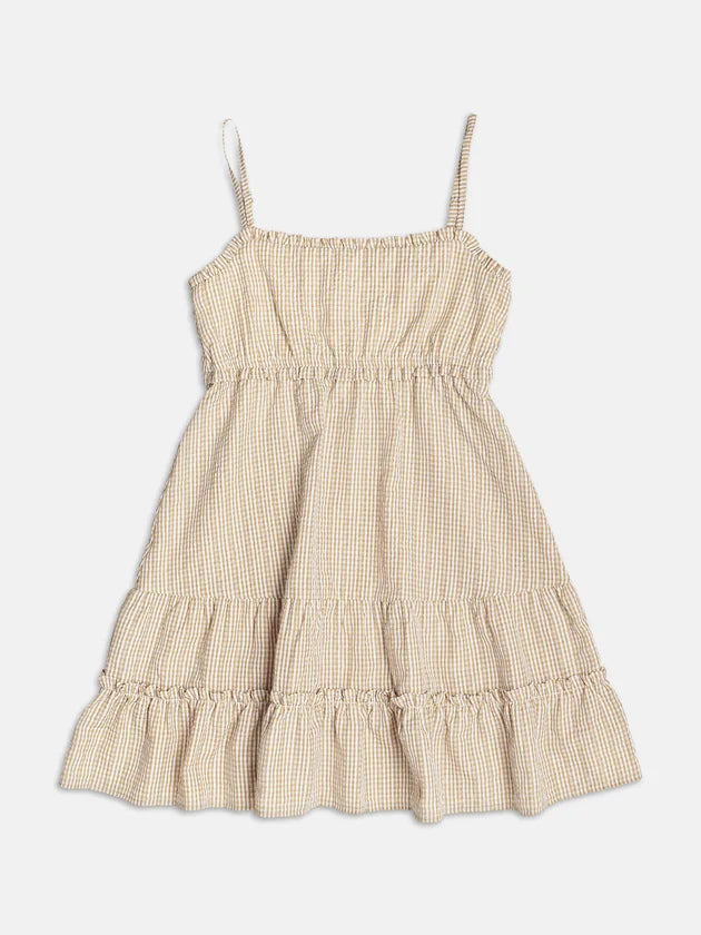 Vestido Curto Xadrez Bege I Am