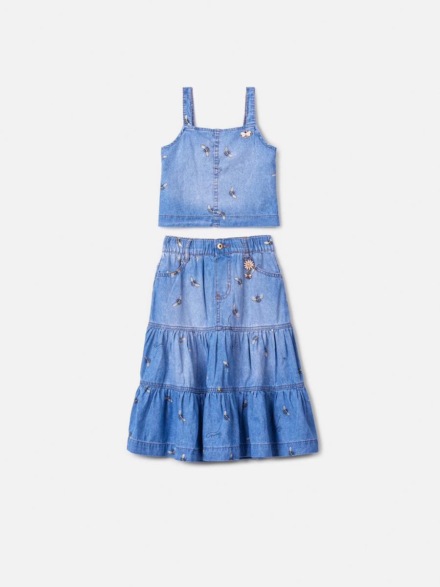 Conjunto Jeans com Estampa de Abelhas Anime