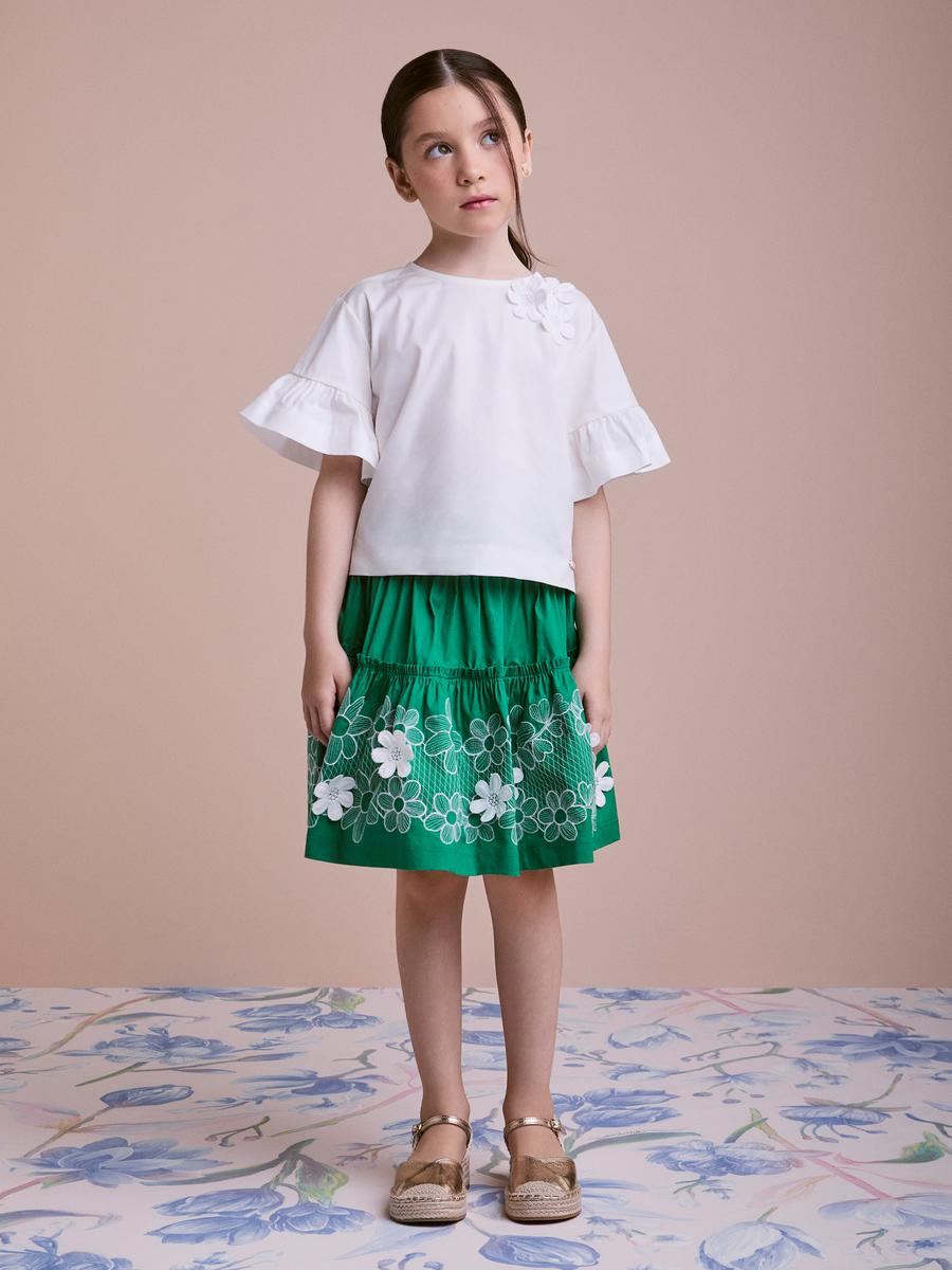 Conjunto Blusa e Saia Flores Verde Anime